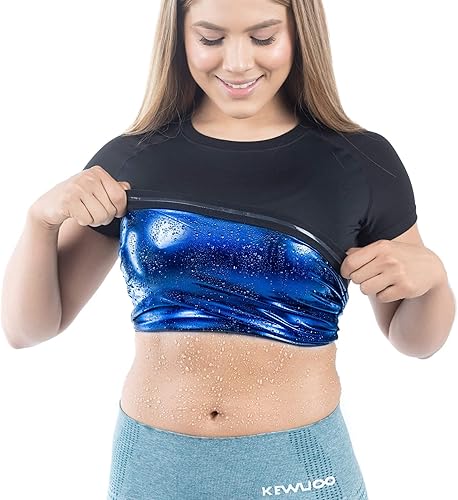 Kewlioo Camiseta de sauna que atrapa el calor para mujer, chaleco de compresión, faja moldeadora de traje de sauna, suda más y luce genial