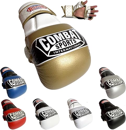 Miniatura 13 de Combat Sports Max Strike - Guantes de entrenamiento MMA, guantes sin dedos con palma abierta para MMA, Muay Thai y Kickboxing Negro