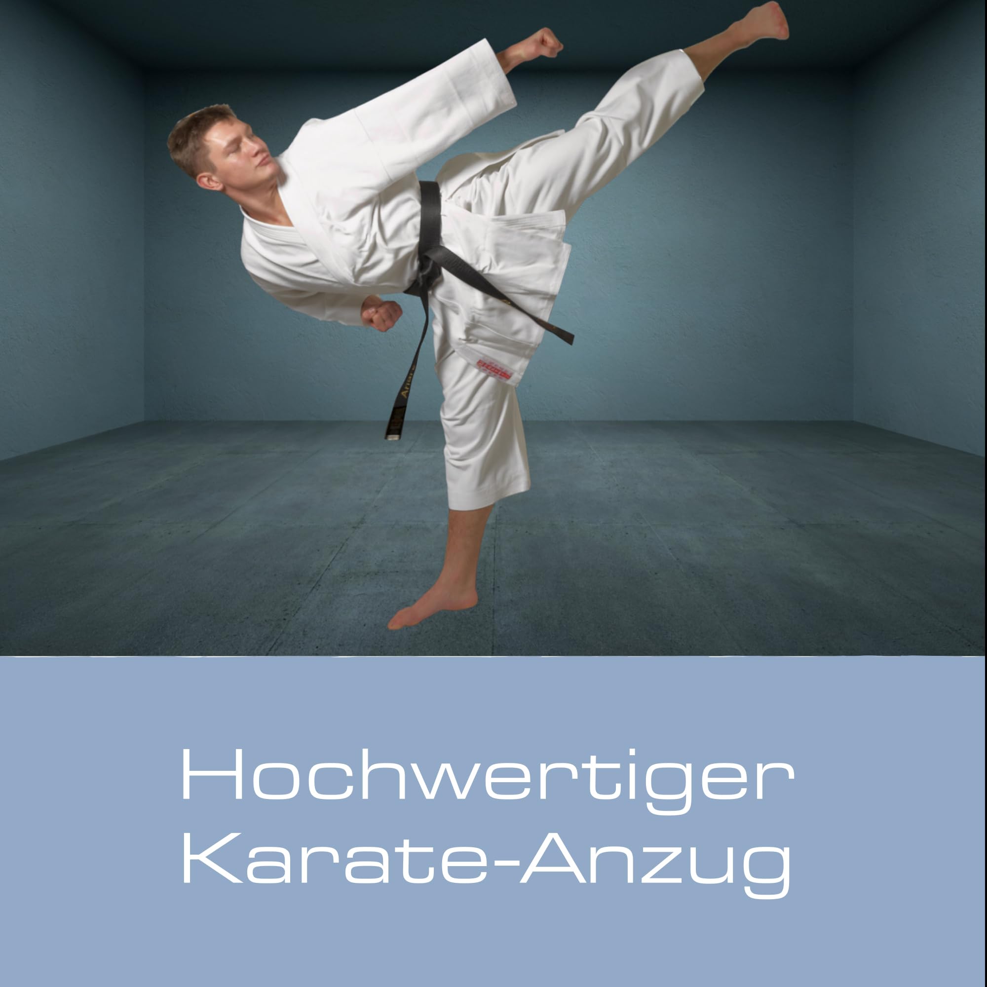 Ju-Sports Karate Anzug Master weiß 16 oz. I Schwerer Karateanzug im kurzem Kata-Schnitt I Kimono mit traditioneller Hosenschnürung I Ärmelenden absteppt für lauten Soundeffekt I 100% Baumwolle