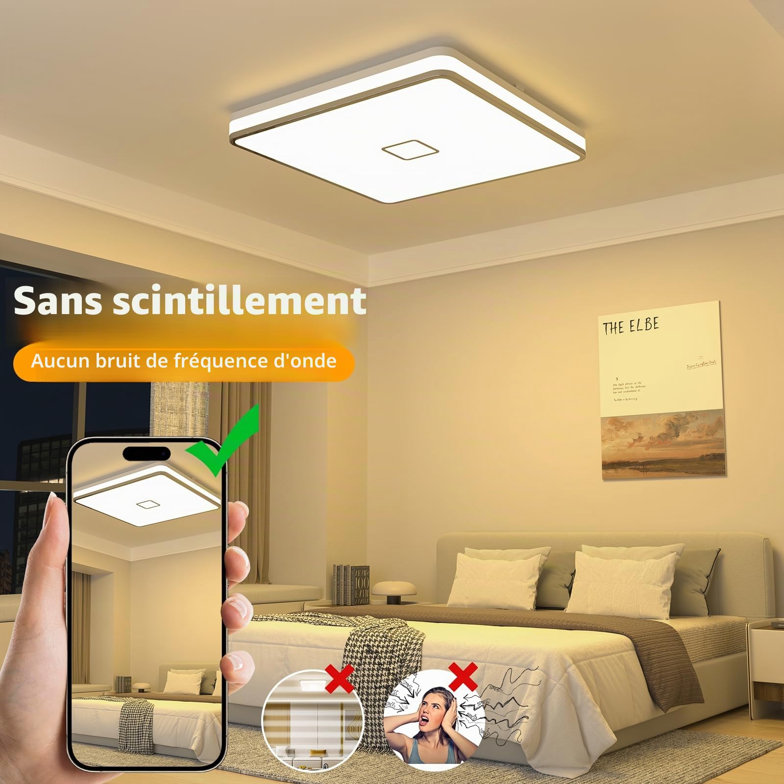 Airand plafonnier LED salle de bain 3000K