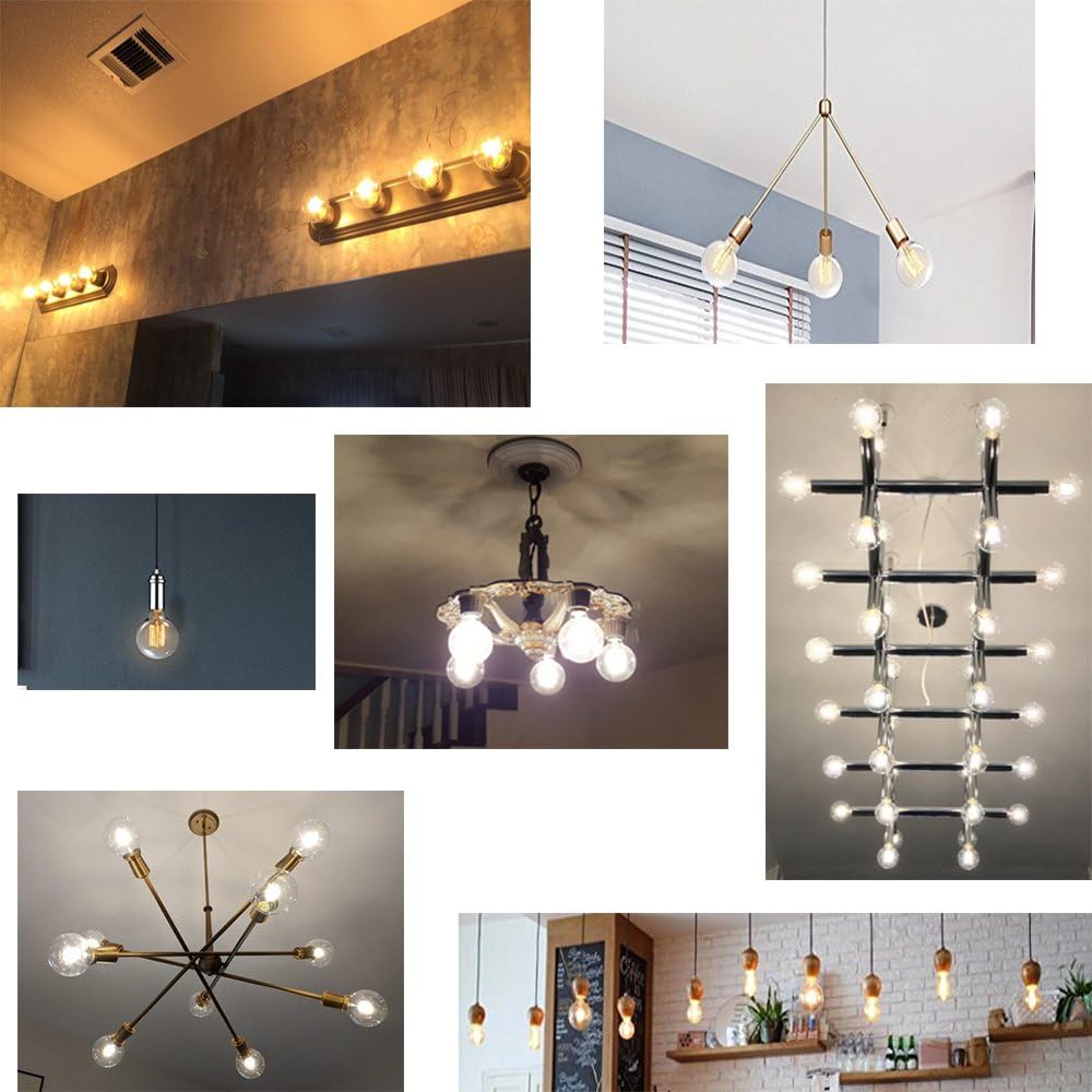 G40 Dimmable Vintage Filament Bulb E26 Medium Screw Base, Aluxcia G125 12W LED Clear Glass Globe Classic Light Bulb, 120W Incandescent Replacement Bulb for Home, Office, Coffee Bar, Warm White 2700K