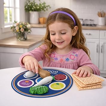 Rite Lite Passover Vinyl Seder Plate Food Play Set Pesach Seder Jewish Holiday Party Favor Matzah Dish Table Decoration for Little Ones! Educational & Adorable Judaica Passover Gifts for Hours of Fun!
