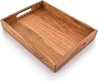 Vista 3 de Kaizen Casa Bandeja rectangular de madera para servir, plato de madera, plato de té/bebidas, bandeja para servir la cena, bandeja de aperitivos
