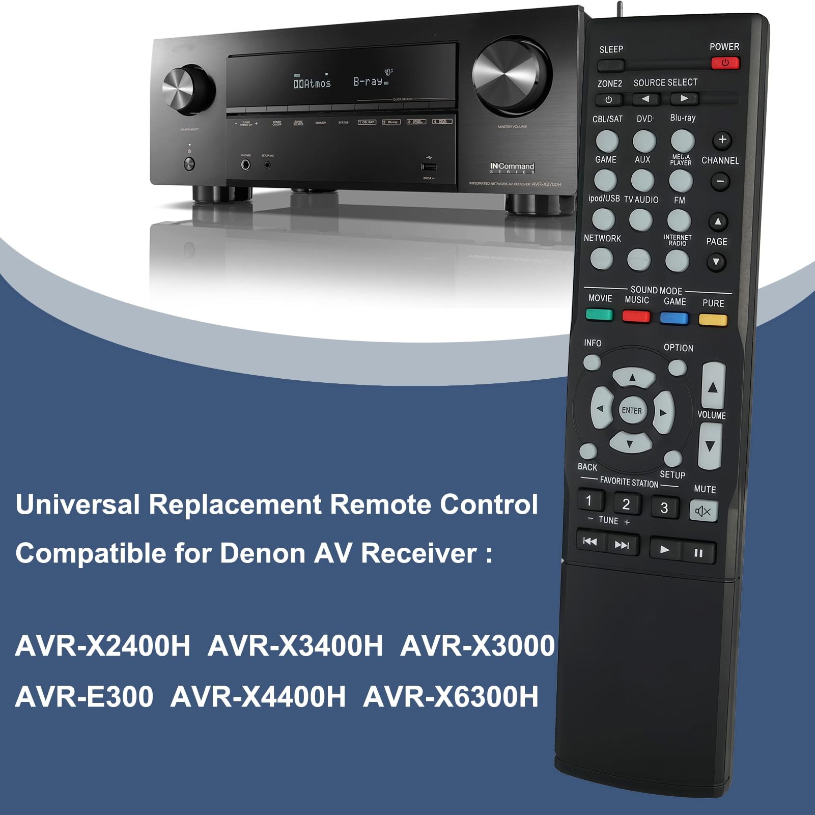 AVR-X4400H-K 本体、リモコンのみ Amazon | ユニバーサル交換用リモコン Denon AVR-X2400H AVR-X3400H