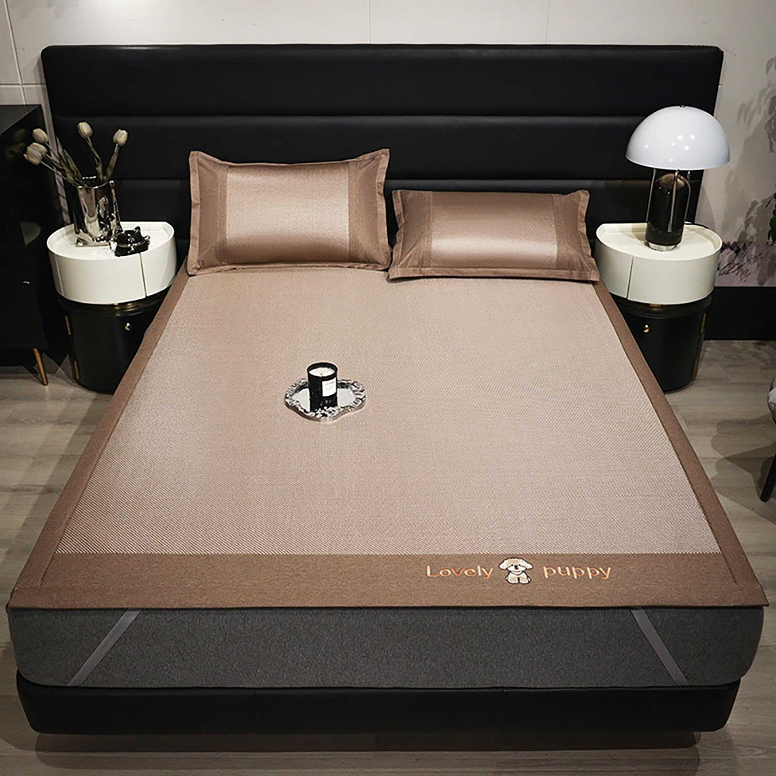 EYRMQWJPC Foldable Summer Bed Mat, Cooling Foldable Sleeping Mat with Pillowcase Bamboo Material Multicolor Multiple Sizes(Brown+white,200 * 220cm)