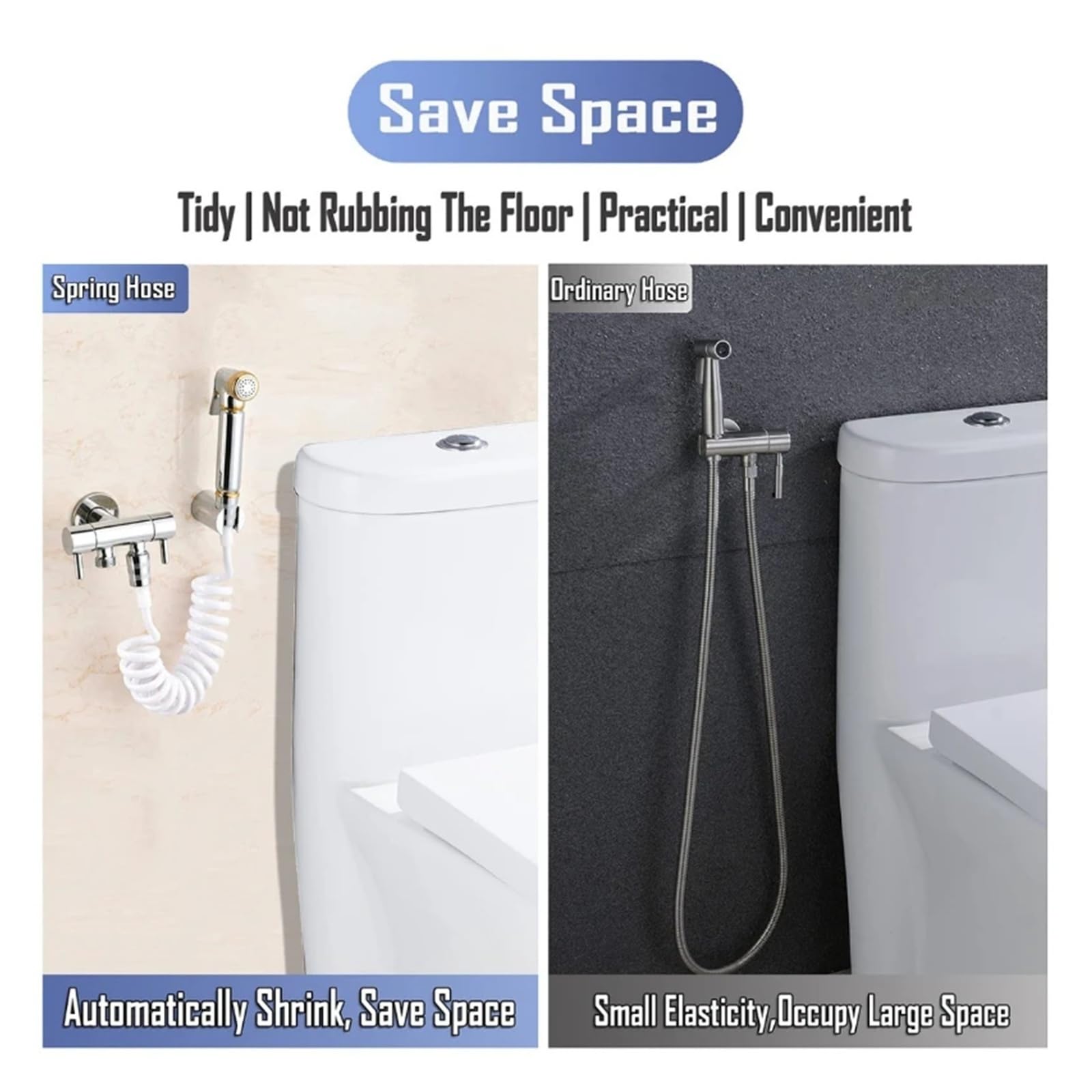 Manguera de ducha retráctil de 1,5 a 5 m, tubo de agua flexible en espiral para cabezales de ducha y rociadores de bidé, tubo de fontanería extensible G1/2 (negro, 2 m)