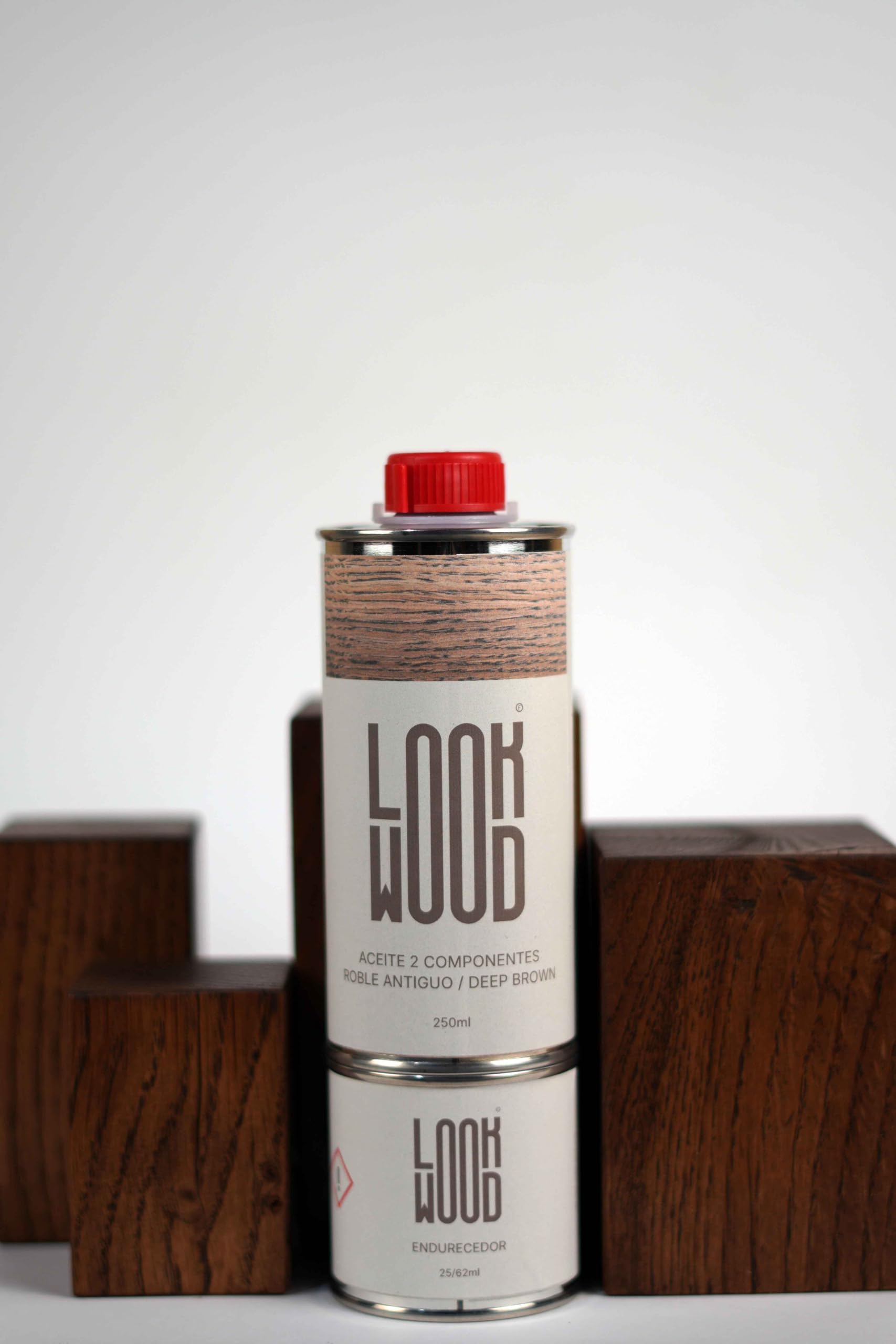Aceite De 2 Componentes LookWood - Protección Resistente Para Madera, Acabado Duradero, Hidrofóbico Y Antimanchas, Ideal Para Suelos, Encimeras, Mesas Y Escaleras. (Roble Antiguo / Deep Brown, 940ml)