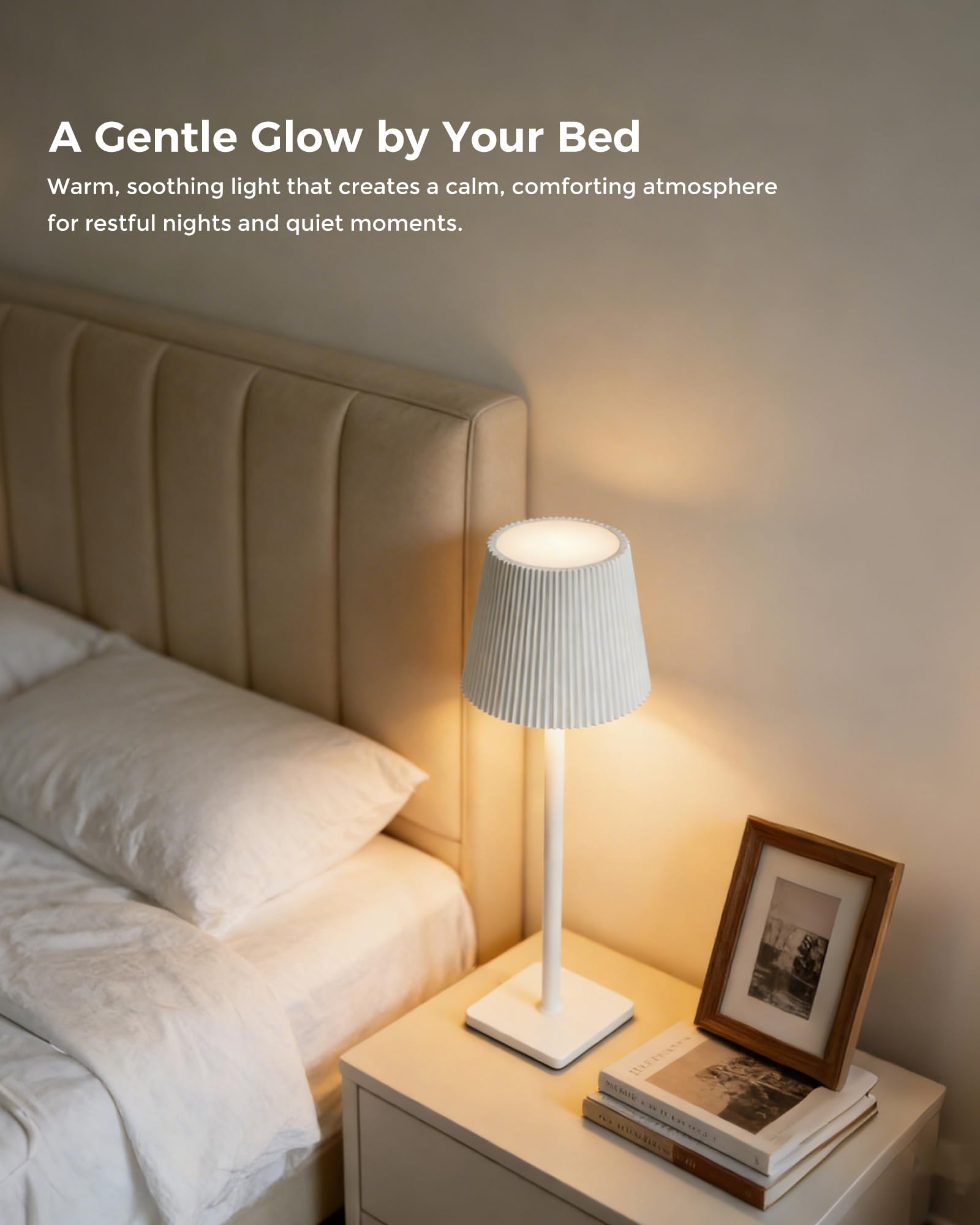 Lampes de Table Sans Fil LED 5200mAh, IP54 Étanche, Lampes de Chevet Rechargeables Dimmables, 3 Températures de Couleur, Longue Autonomie, Chambre, Salon, Jardin, Terrasse, 2 Pièces
