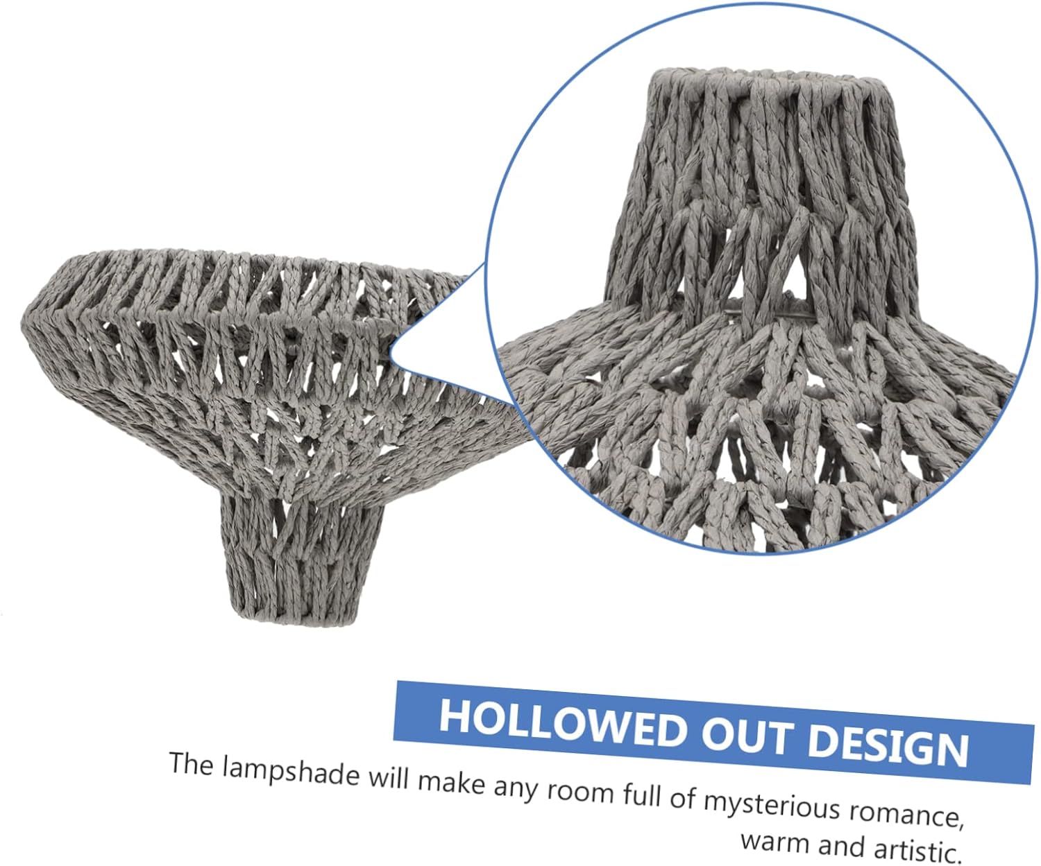 1pc Woven Light Shade Black Led Paper Rope Hanging Lamp Cover Creative Minimalist Pendant for Home Restaurant Hotel Decor