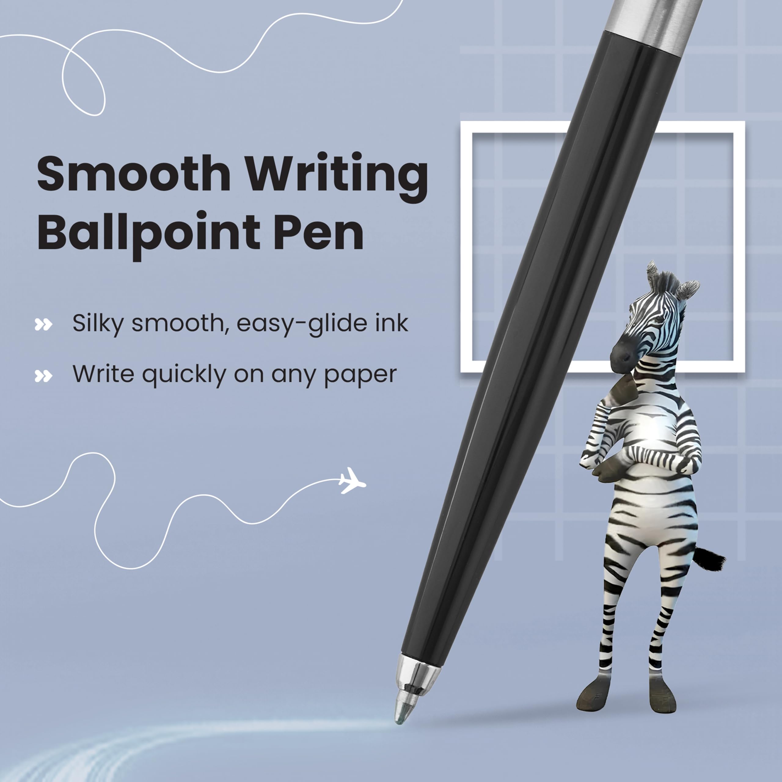 Zebra Pen 901 Black Ballpoint Pen, Sleek & Stylish, Retractable & Reliable, Premium Black Barrel Pen With Presentation Case - Image 3