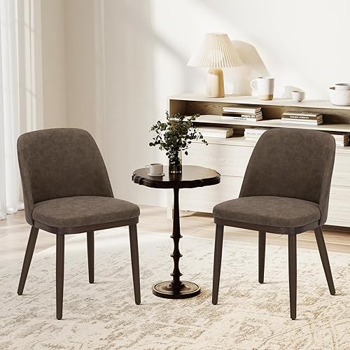 COLAMY Juego de 2 sillas de comedor tapizadas, modernas sillas de cocina con respaldo, sillas laterales de cuero para comedor con patas de madera