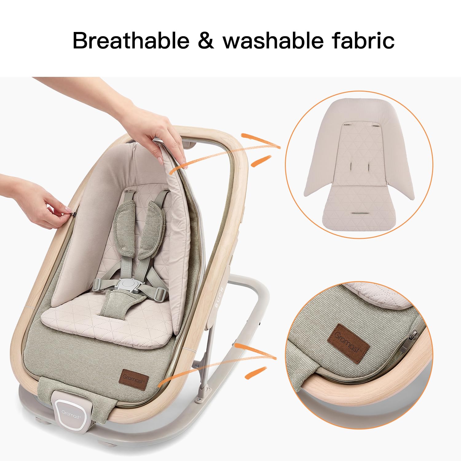 Gromast 2-in-1-Babywippe für Säuglinge, tragbare Babywippe mit 3 Liegepositionen und Reisetasche – Grün