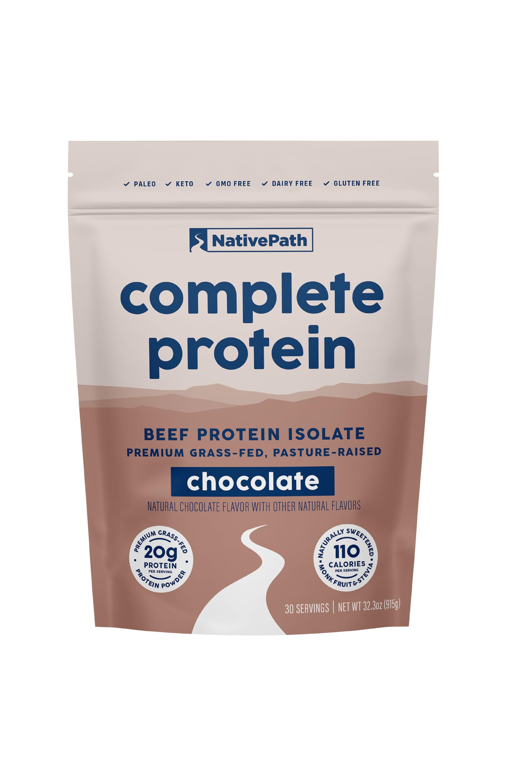 NativePath Complete Protein, 20g Grass-Fed Beef, Chocolate, 30 Servings