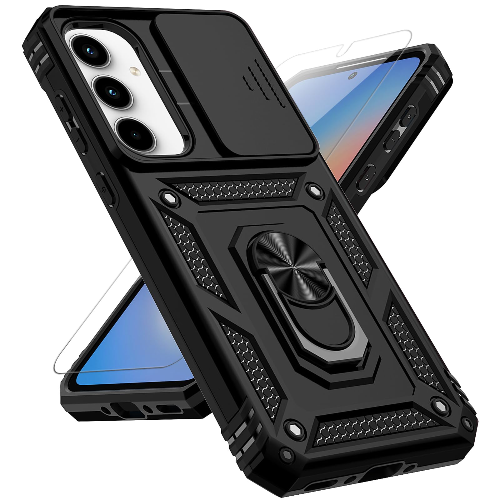Amazon.com: for Samsung Galaxy A35 5G Case with Slide Camera Cover HD  Screen Protector [Military Grade 16ft. Drop Tested] Magnetic Ring Holder  Kickstand Protective Phone Case for Galaxy A35 5G 2024, Black :