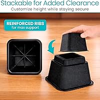 Vista 8 de Vive Elevadores de cama resistentes (paquete de 4, 3 pulgadas), elevadores de muebles para sofá, mesa, escritorio, silla y dormitorio, elevadores