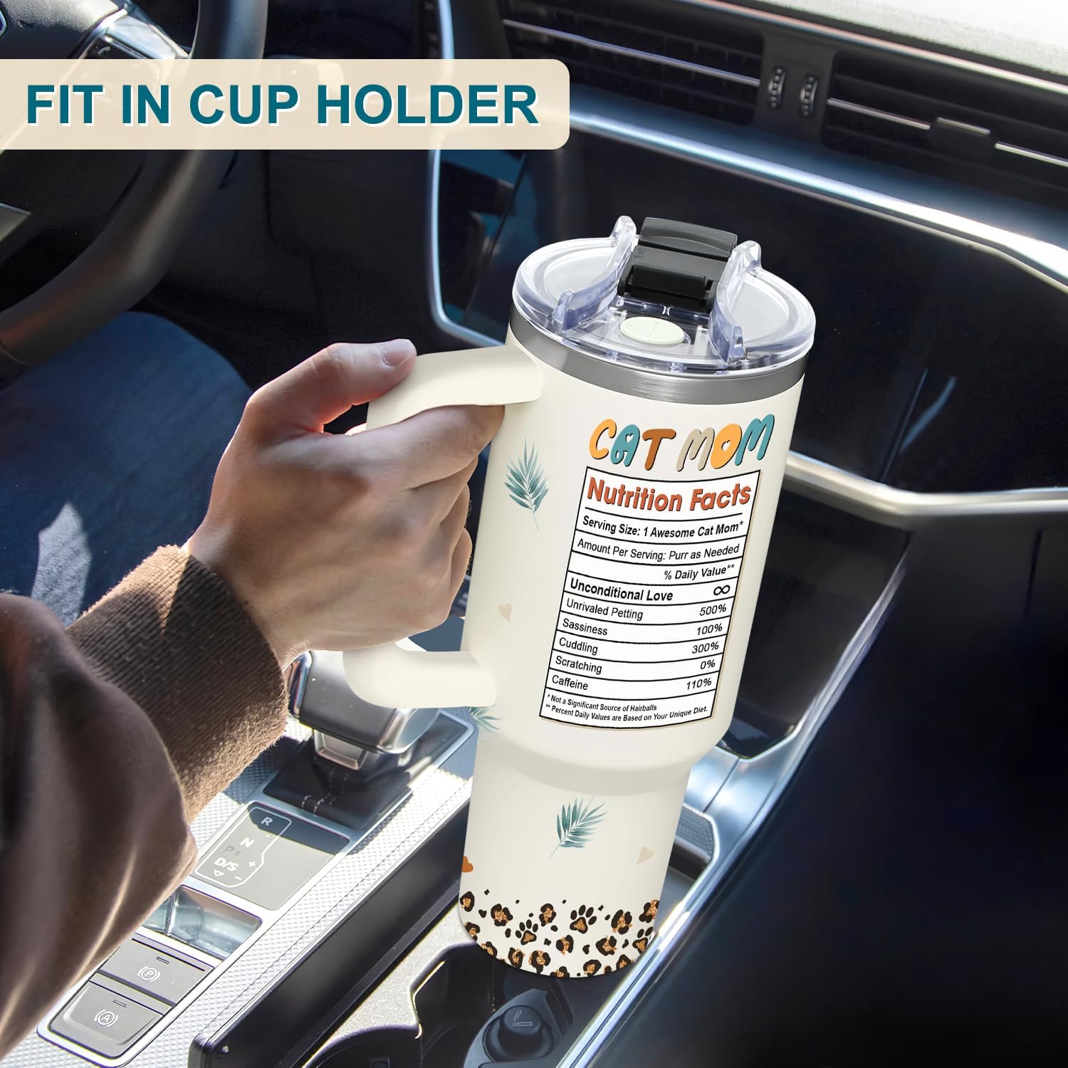 Cat Lover Gifts For Women - Mothers Day Gifts From Cats - Birthday, Christmas Gift For Cats Owners, Cat Mom - Pet Lovers Gift Idea For Woman - 40oz Tumbler With Handle & Straw - Image 7