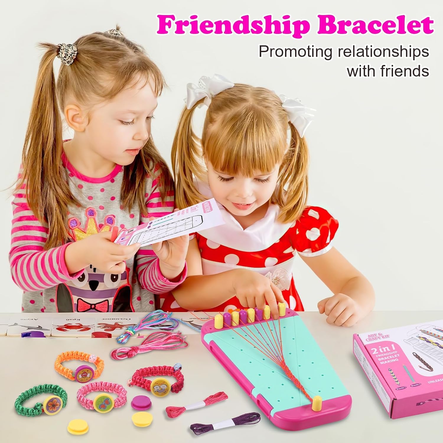 Felly Kit Braccialetti dell'Amicizia Fai-Da-Te per Bambina dai 6 ai 12 Anni, Arti e Mestieri Bracciali Creativi, Kit Creazione di Gioielli, Regalo di Compleanno Natale per Ragazza 8 9 10 11 12 Anni