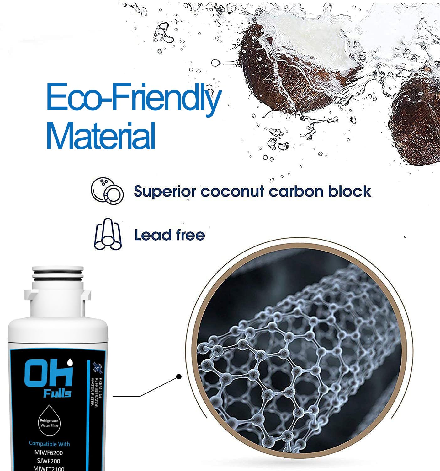 MIWF6200 Water Filter, Compatible With Sharp® SJWF200, SJG2254FS, Thor Kitche - View #4