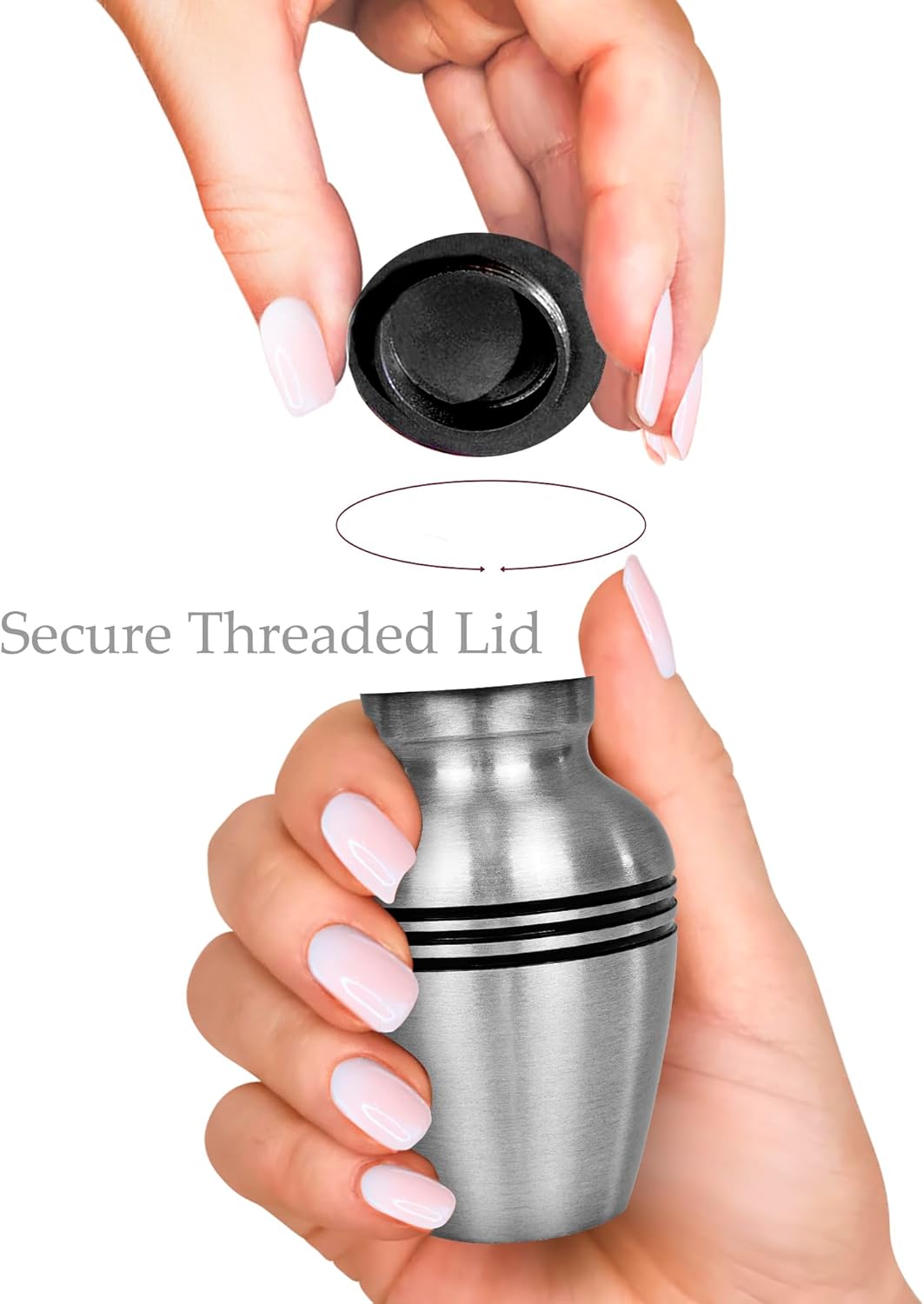 Trupoint Memorials Small Urns for Human Ashes Keepsake, Pewter Decorative Mini Cremation Urn for Adult Men and Women, Silver Lining - Image 4