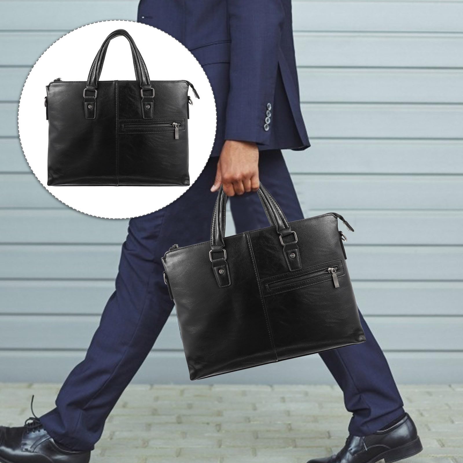 Borsa per Laptop da Lavoro Grande, in Pu Nero