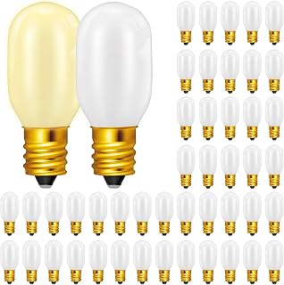 Retisee Christmas Village Light Bulbs, 0.7W 120V E12 Base T20 LED Replacement Night Bulbs Accessory for Villages Houses Dept 56, Christmas Tree and House(50 Pcs)