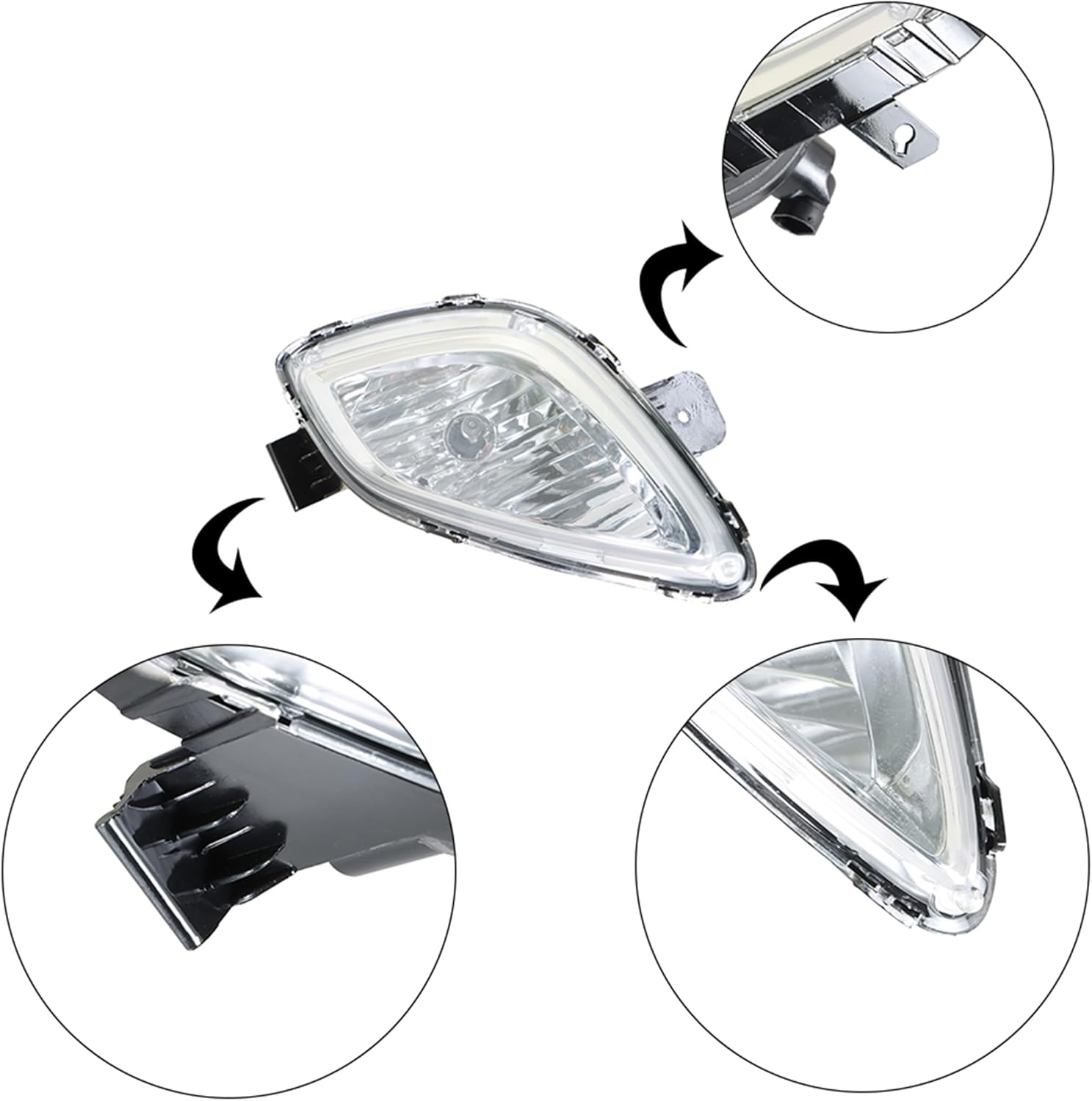 left and right front fog lights lamp assembly replacement for elantra 2011 2012 2013 with wiring harness & switch kit 92202-3x020 922023x020