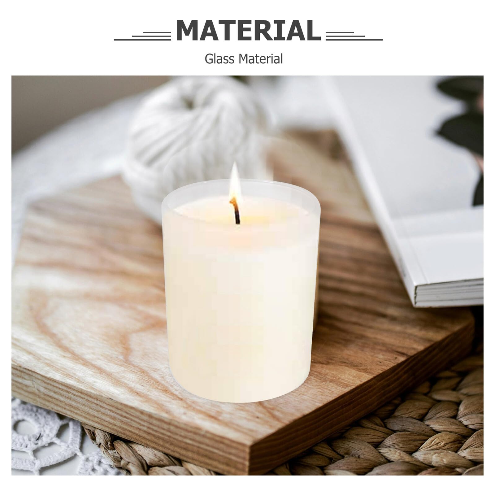 4 Stück Kerzengläser mit Holzdeckel 400ml Mattes Glas Zylindrischer Duftkerzenhalter für Stabile Elegante Aromakerzen und Verlängerte Brenndauer im Wohnbereich