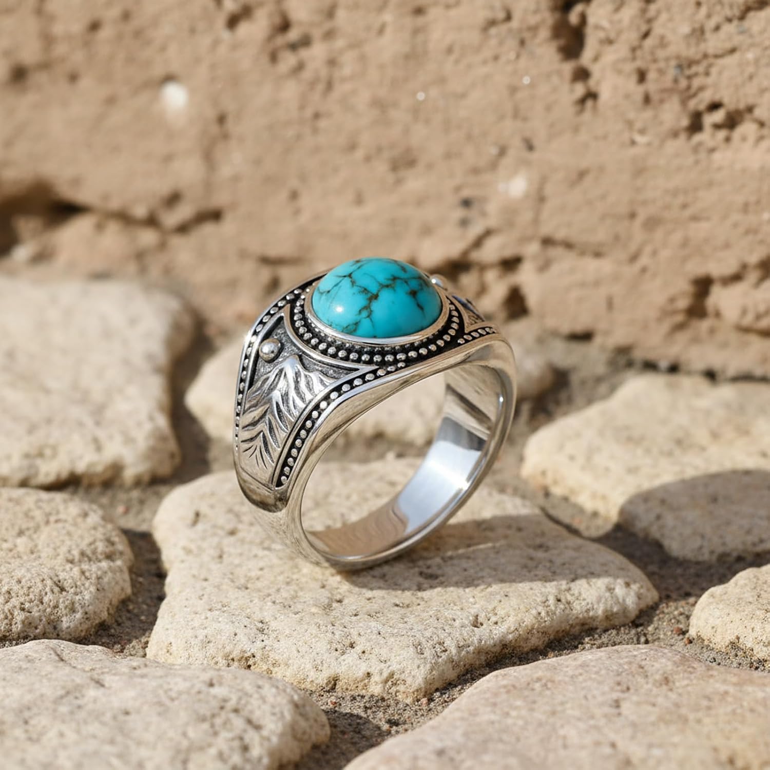 Men's 925 Sterling Silver Mountain Range Ring, Nature Inspired Outdoor Statement Band for Men, Sizes 6-15