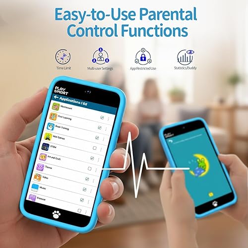 Miniatura 3 de MOMILLA Juguetes para niños, teléfono inteligente, cámara dual con calcomanías, pantalla táctil de 3.97 pulgadas, más de 200 juegos educativos de