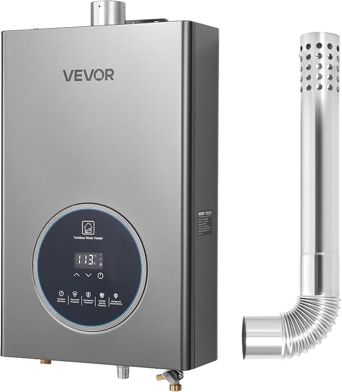 VEVOR Tankless Water Heater Gas, 4.3Gal Instant Water Heater, 100000