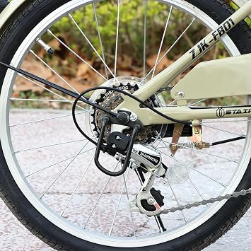 Folding Bicycle, Folding Bicycle, 20 Inches, Shimano 6 Speed Gears, Basket Included, Wire Lock and Light Gift, Front and Rear Mud Flaps Equipment, Adjustable Handle Height, Small Diameter Car, Mini
