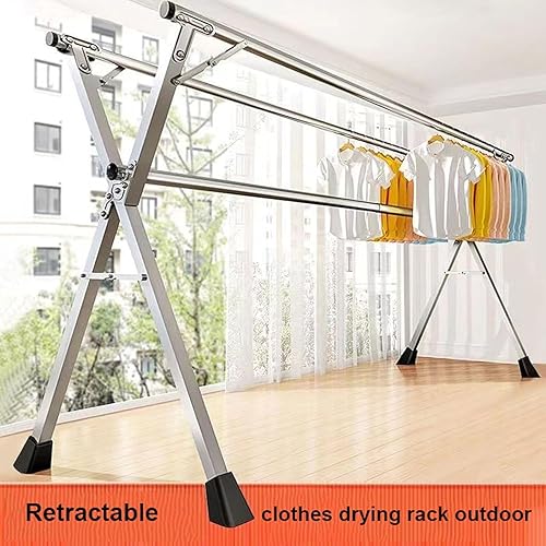 Miniatura 6 de Clothes Drying Rack Foldable, Stainless Steel Laundry Drying Rack, Adjustable LengthSpace-Saving Clothes Rack, Heavy Duty Garment Drying Stand with
