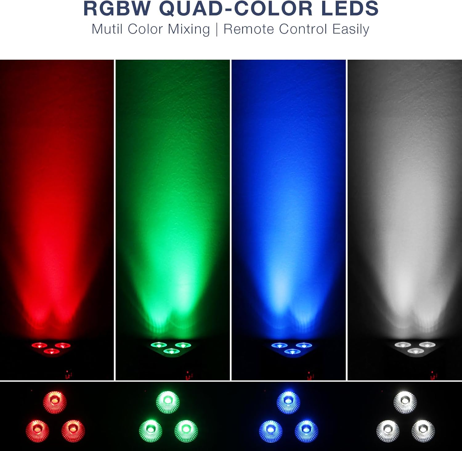 Rechargeable Stage Par Light - 4IN1 RGBW Full Color LED - 6H All-Color Runtime - Remote & DMX Control - Battery Uplights for Event DJ Live Show Wedding Party Church