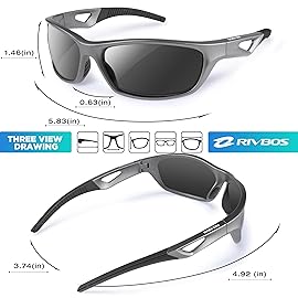 RIVBOS Polarized Sports Sunglasses Driving Sun Glasses Shades for Men Women Tr90 Frame for Cycling Fishing Running RB831 Slive Frame/Black Lens
