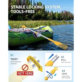 OCEANBROAD Telescoping Emergency Paddle 21\'\'-42\'\'Assembling Required Collapsible Paddles Aluminium Shaft for Kayaking Boating Canoeing River Tubing, Yellow, 2 Paddles