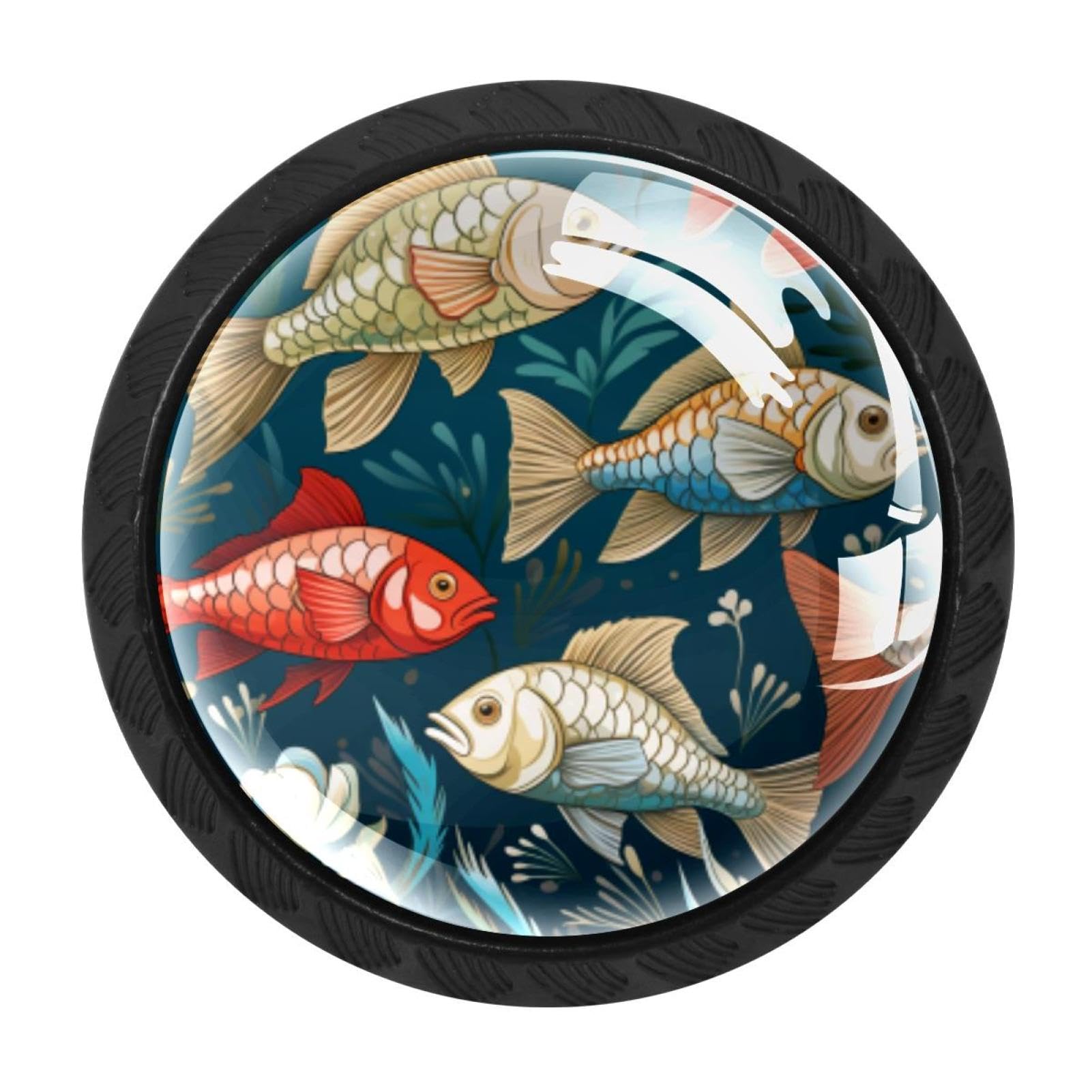 Chenzzzz Multicolored 01 4 Pack Cabinet Handles Black Fish Cabinet Knobs Draw