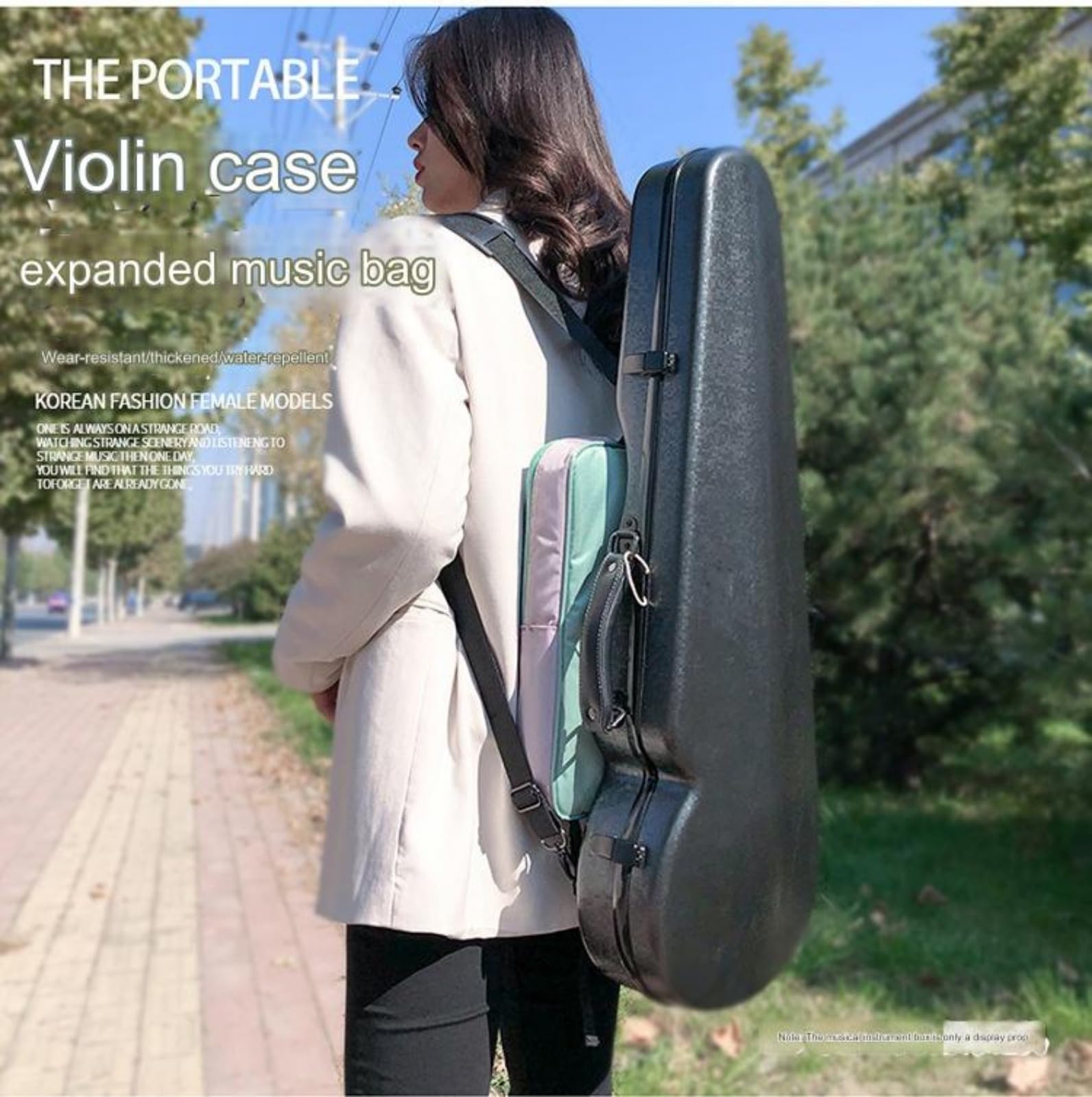 De Partituras, Estuche RíGido Universal de Fibra de Carbono de ViolíN Bolso Cuadrado Ligero para Partituras,Verde/Negro