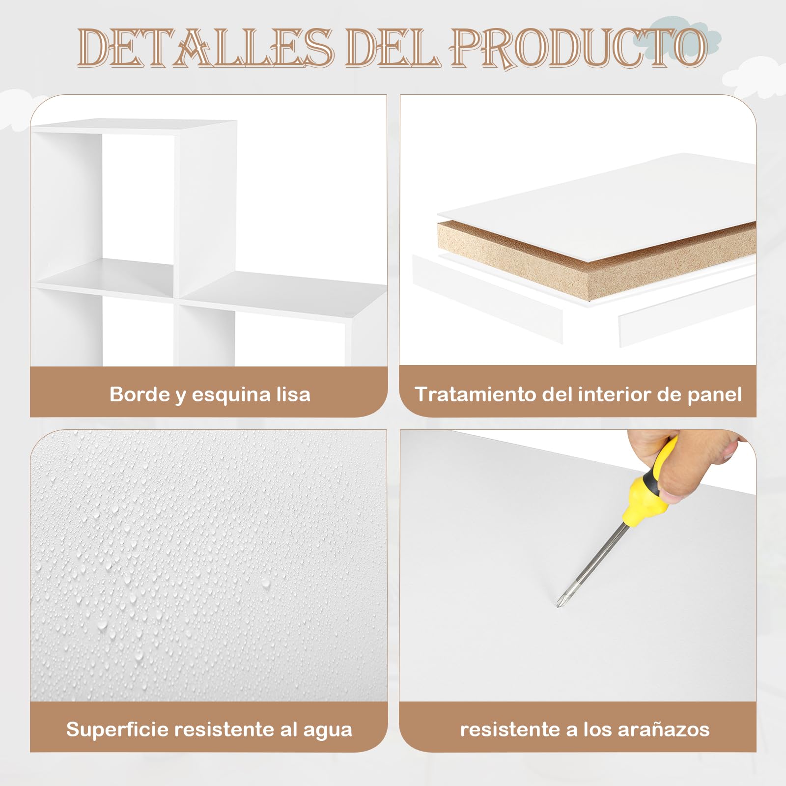 WOLTU Estanteria Libreria con 10 Compartimentos, Estanteria de Almacenamiento de Madera, para Salon, Estudio y Oficina, Blanco+Roble Claro, 136x29x136 cm RGB44ws (29x136x136cm)