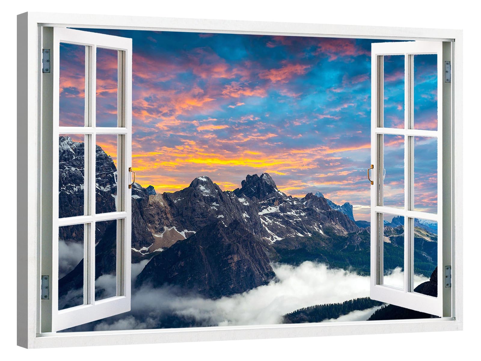 canvashop Quadri Montagna Val di Funes Estate Con Finestra 100X70 Cm