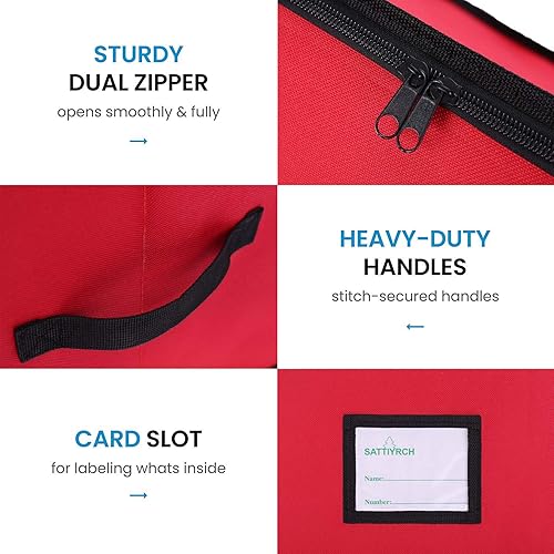 Miniatura 5 de Sattiyrch - Caja de almacenamiento para adornos navideños, tela Oxford 600D almacena hasta 64 soportes estándar para adornos navideños, 12 x