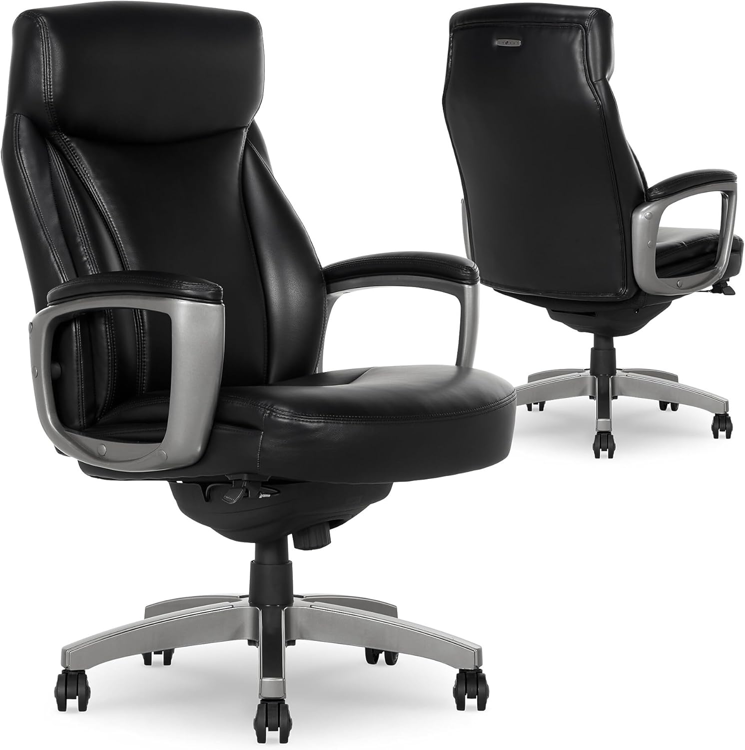 La-Z-Boy Arcadian Ergonomic Executive Chair, Bonded Leather, Black, 29.5D x 28W x 43.25-46.25H inches, 275 lbs Weight Capacity