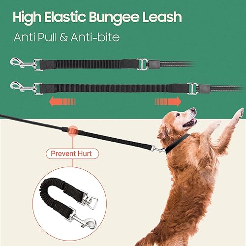 Miniatura 3 de Happy & Polly Correa retráctil para perro con linterna, correa elástica protectora, gancho conveniente, línea de pesca reflectante de 16.4 pies,