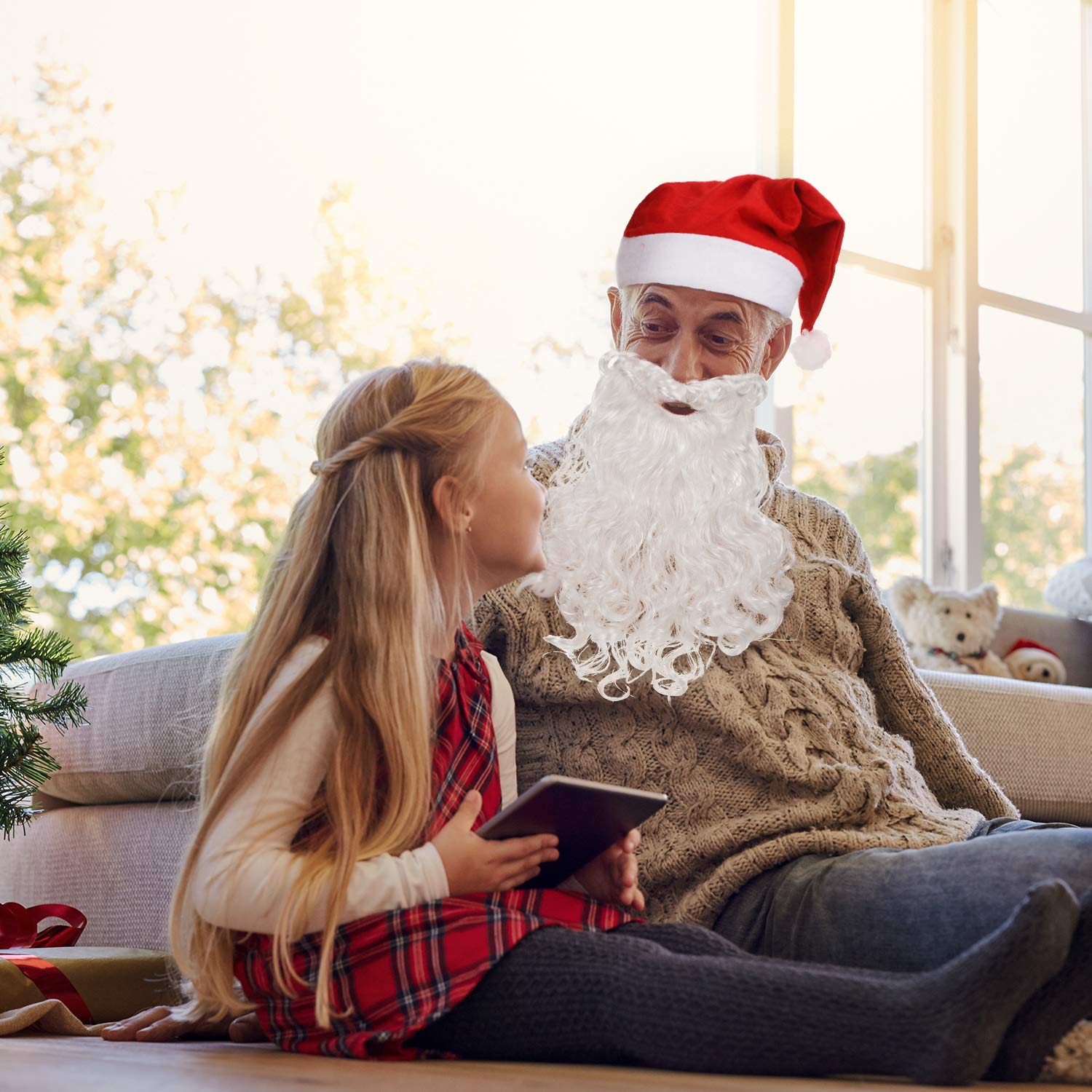 WILLBOND Christmas Santa Costume Set Long White Santa Claus Hat Beard and Wig Set for Christmas Party Costume Accessories - Image 6