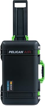 Black Pelican Air 1535 Carry-on Case - empty - Lime Green Handles & Latches.