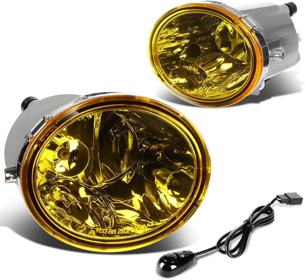 Auto Dynasty Fog Lights Assembly Compatible with 2000-2006 Tundra / 2001-2007 Sequioa Front Bumper Driving Fog Lamps with Switch, Driver and Passenger Side, Amber Lens