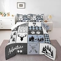 Vista 6 de Juego de edredón Deer Bear para niños tamaño completo, juego de ropa de cama rústica de aventura de caza para decoración de habitación de niños