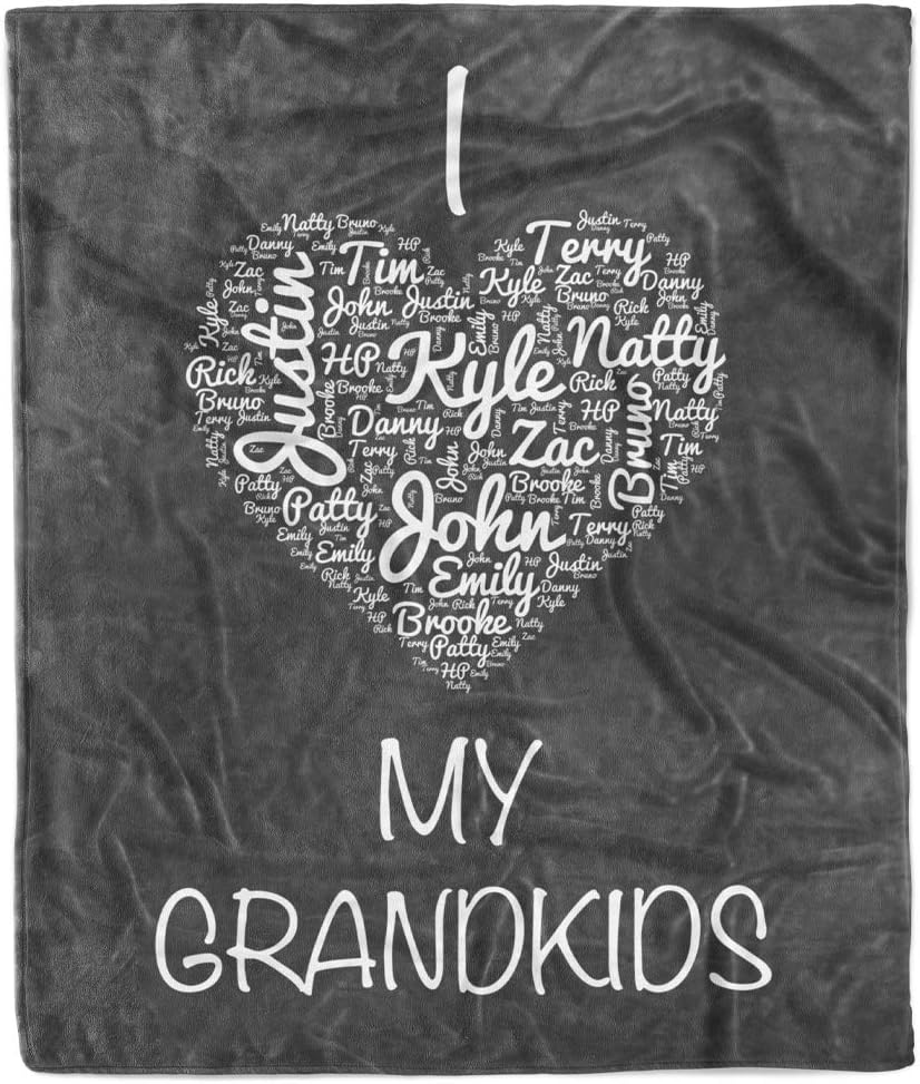 Costume Agent Custom Blanket with Names Add Your Family Name Mom Grandma Grandpa Throw Fleece Blankets