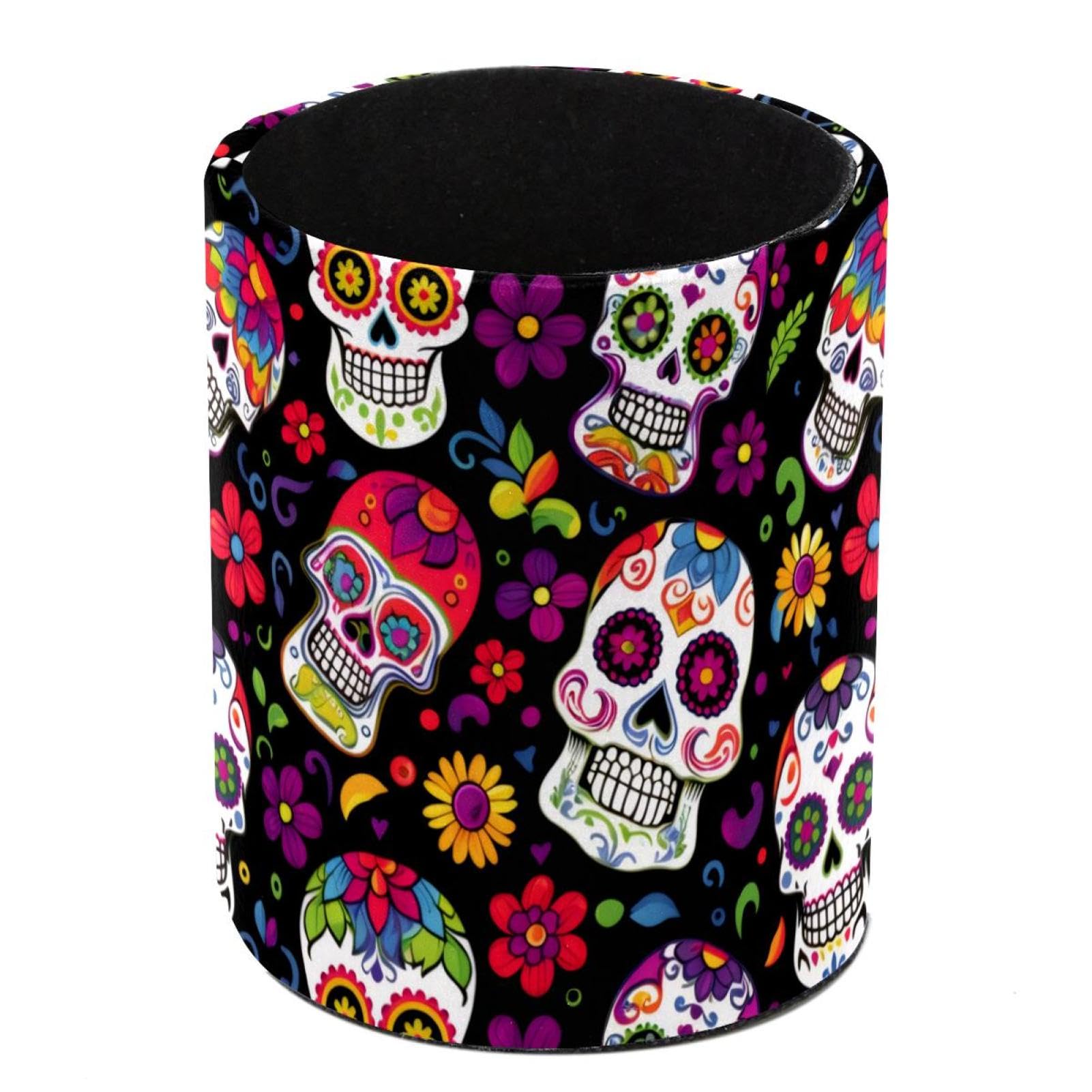 FWJZDSP Pencil Pen Holder Cup, Desk Accessories Holder, Makeup Brush Storage Organizer, Day of the Dead Sugar Skulls Desktop Stationery Organizer for Office School Home Supplies