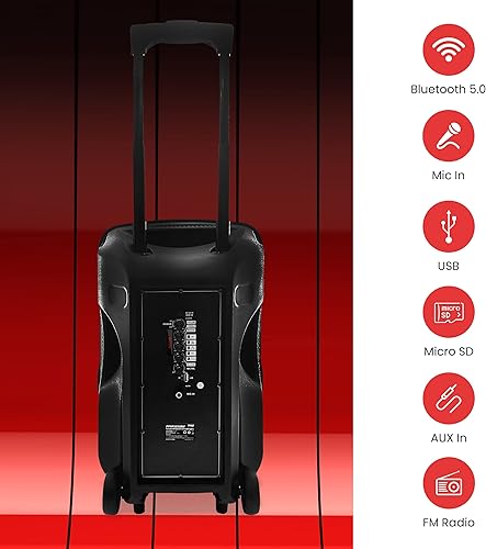 Miniatura 3 de Pyle Altavoz PA portátil Bluetooth de 300 W, 12 pulgadas, recargable, para interiores y exteriores, sistema de audio BT para karaoke, pantalla LED,