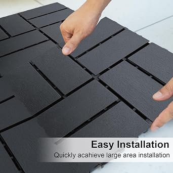 Plastic Interlocking Deck Tiles Outdoor All Weather Waterproof 36 PCS 12
